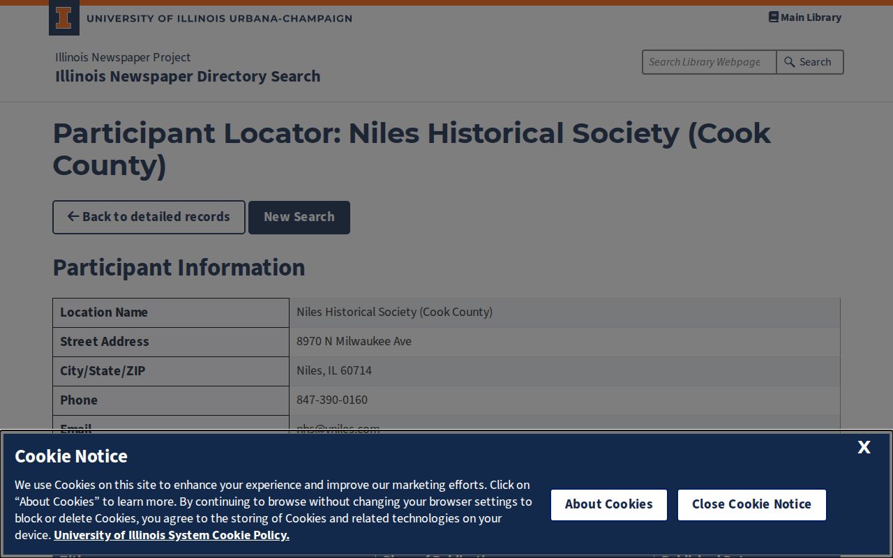 Niles city directory Illinois Newspaper Project holdings