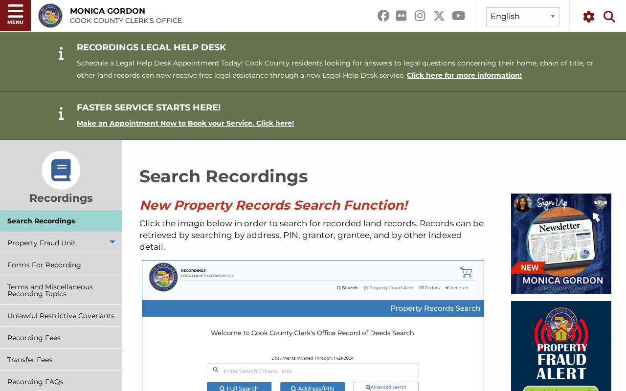 Niles residents directory Cook County recording search