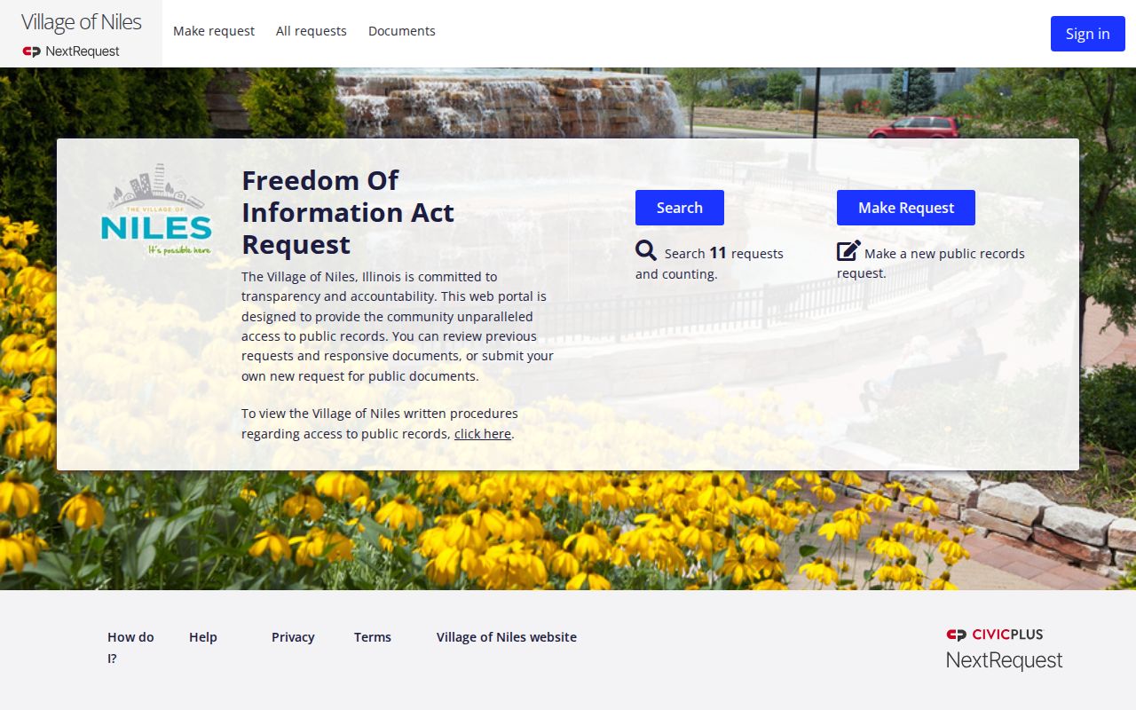 Niles residents directory public records request portal