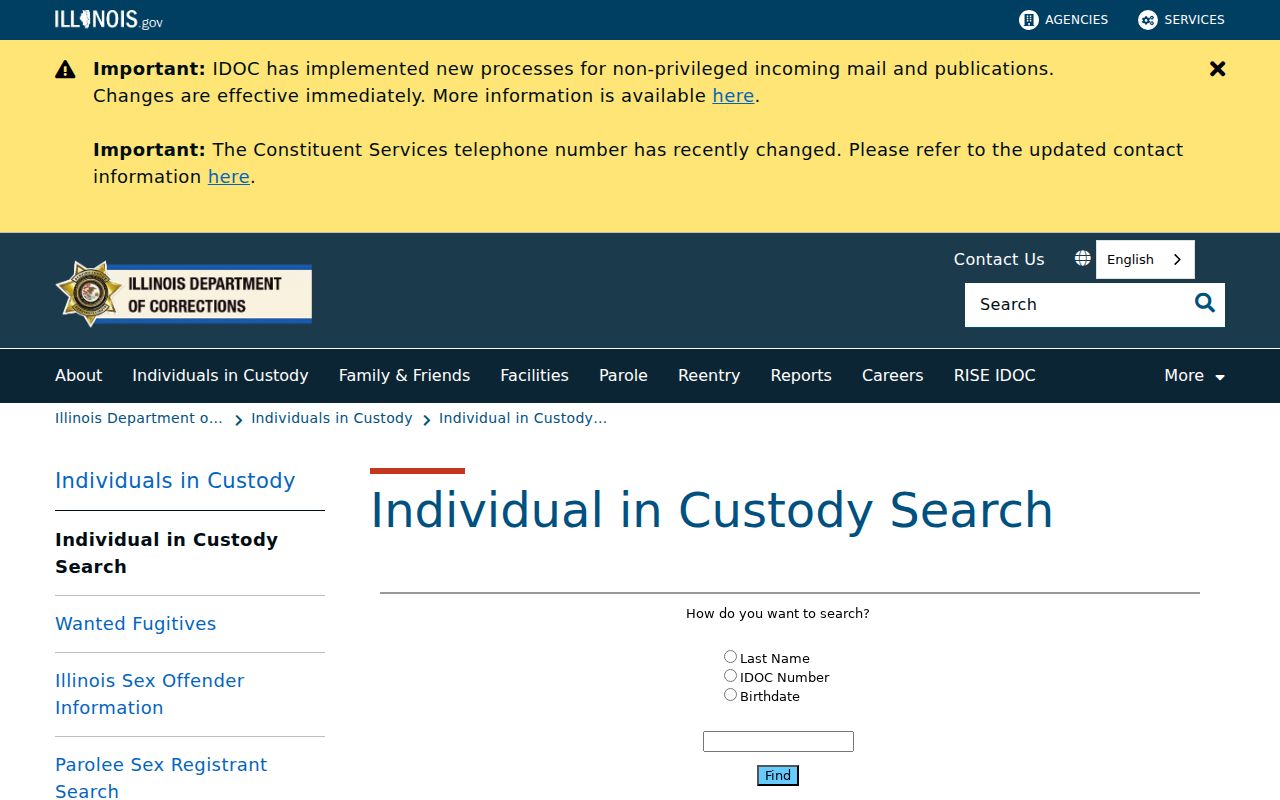 Niles resident lookup Illinois corrections search
